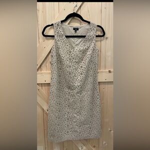 Talbots Tan eyelet dress. Sleeveless, fully lined with side zipper.